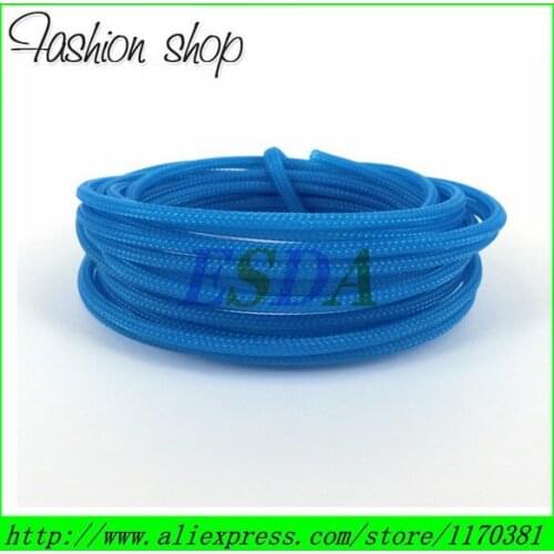 10Meters/ Lot 3mm High density Round Light Blue Tight Braided PET Expandable Sleeving
