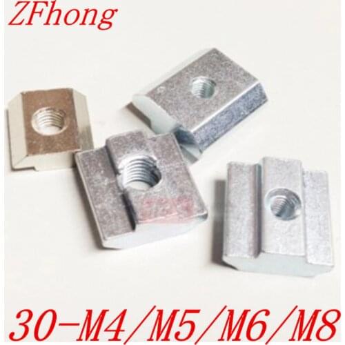 10PCS 30-m4/M4/M5/M6 T Sliding Nut block M4 M5 M6 M8 for 3030 Aluminum Profile Zinc Coated Plate Aluminum Accessories