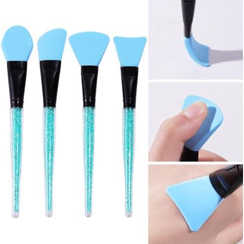 4Pcs Nail Art With Diamond Handle Silicone Brush Mask Soft Film Brush Adjusting Stick DIY Clean Beauty Skin Care Makeup Tool