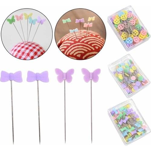 50/100pcs Stainless Steel Button Butterfly Plum blossom Pins Accessories Sewing Needle Box DIY Positioning Bead pin Sewing Tools