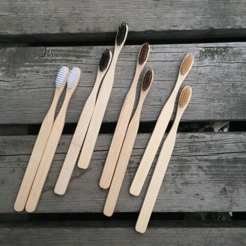 50pcs Natural Toothbrush Eco-Friendly Bamboo charcoal Soft Biodegradable Teeth Brush wood Handle Toothbrush with travel case