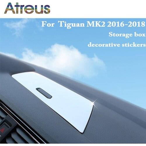 Atreus 1pc Stainless Steel Car Dashboard Storage Box Frame Trim Stickers For VW Volkswagen Tiguan 2017 2018 Accessories