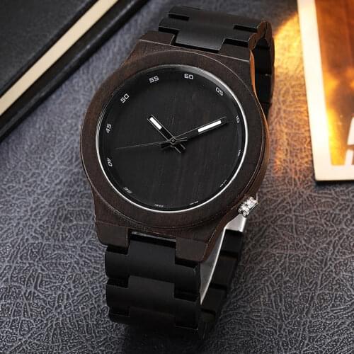 Black Wood Watch Male Natural Wooden Case Wrsit Watch For Men Sports Casual Quartz Clock Relogio Masculino Luxury Montre Homme