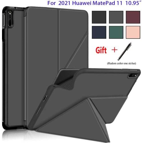 Case for Huawei MatePad 11 2021 10.95",Smart Slim Trifold Stand Auto Sleep/Wake Cover with Pencil Holder,Soft TPU Back Cover+Pen