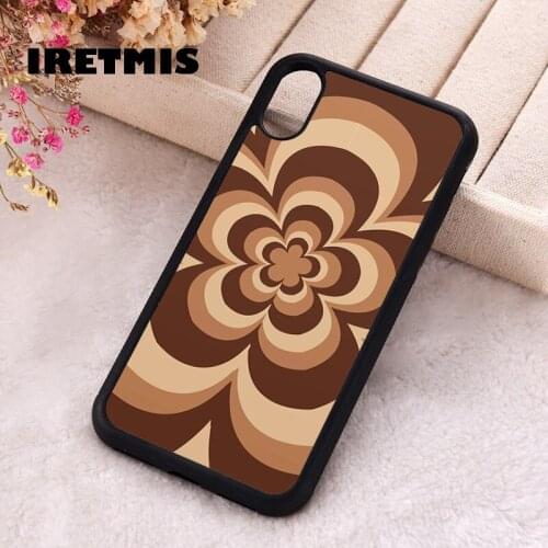 Iretmis 5 5S SE 2020 Phone Cover Case for iPhone 6 6S 7 8 Plus X Xs XR 11 12 Mini Pro Max Rubber Silicone Brown Flower Power