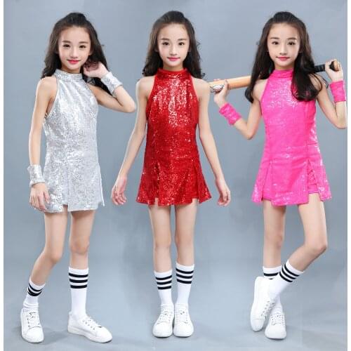 Paillette Children Jazz Dance Costume for Stage Performance Hip-hop Dance Clothing Cheerleading Uniform Street DJ Dance Clothing