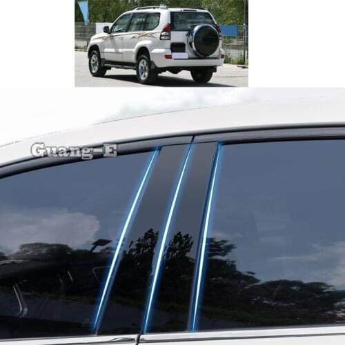 For Toyota Prado/FJ120 2003 2004 2005-2009 Car PC Material Pillar Post Cover Door Trim Window Piano Black Molding Sticker Plate