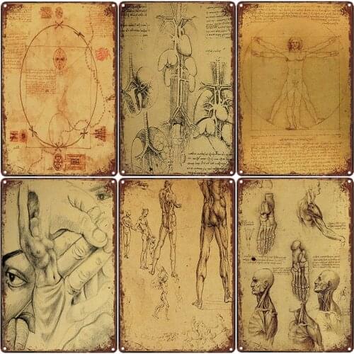 Italy Leonardo da Vinci - Metal Sign Tin Poster Bar cafe Home Decor Bar Wall Art Painting Metal painting