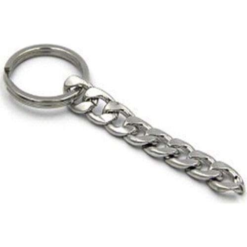 Curb Chains Stainless Silver Keychain Rings For Craft Customizable Accessories