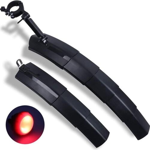 Bicycle Fender Set with Taillight Telescopic Folding Bicycle Fender Set with Taillight MTB Mudguard Bicycle Front Rear Fender fo