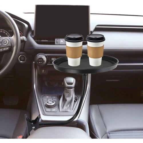 Clamp Bracket Drink Coffee Bottle Organizer Adjustable Dining Table Swivel Tray Multifunctional Car Food Tray Car Cup Holder
