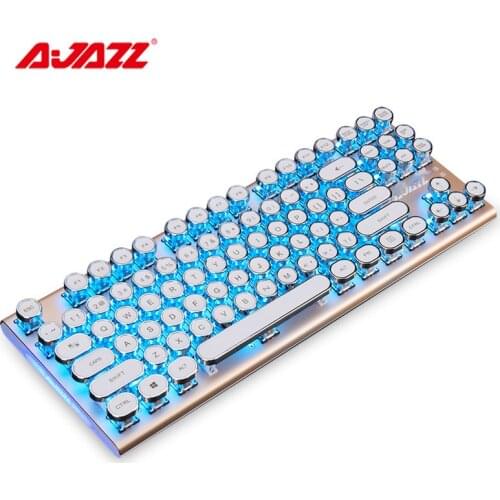87 Keys Retro Steam Punk Gaming Mechanical Keyboard LED Illuminate Backlit Backlight USB Wired Black blue Switch Gamer