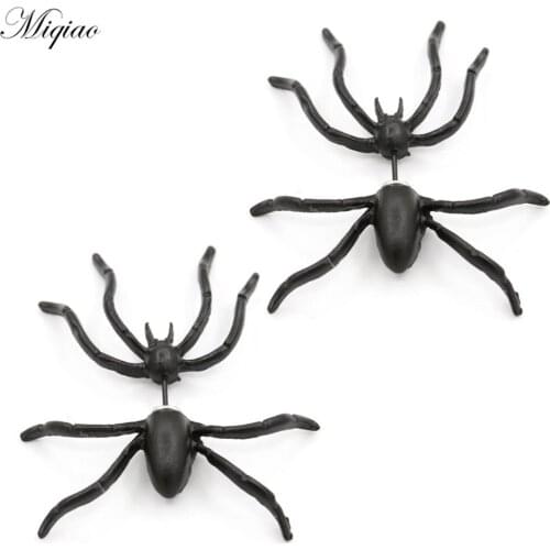 Miqiao 2pcs Fashion Hot Selling Hip-hop Style Oversized Black Spider Earrings Body Exquisite Piercing Jewelry