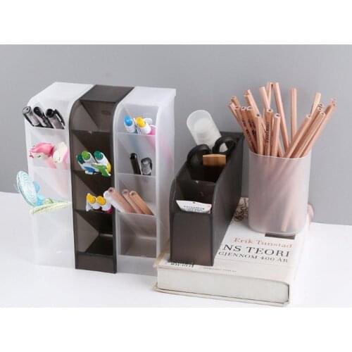 Home Office School Pencil Storage Organizer Cylinder Shape Multi Grid Pen Holder Multifunction Storage Box Desktop Organizer