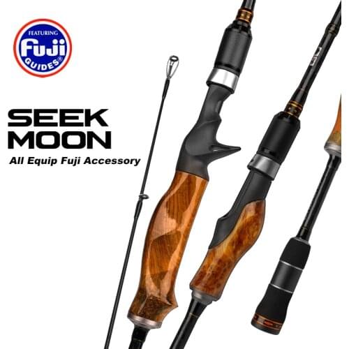 SEEK MOON New Wood Handle High Carbon Fishing Rod 1.98m 2.1m 2.4m ML/M/MH Fuji Accessories Casting Spinning Lure Rod