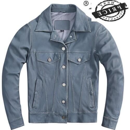 Autumn Genuine Winter Leather Jacket Men Streetweaar Real Leather Coat Man Moto Biker Vintage Sheepskin Jackets Coats LW5