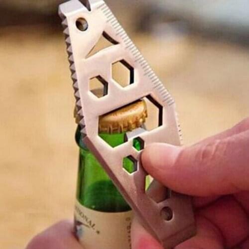 Outdoor Camping Stainless Steel Crowbar Allen Wrench Bottle Opener Scraper Keychain Portable Multi-function Tool FW200