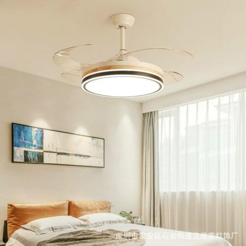 YEELED Light 42" Invisible Ceiling Fan with Remote 3-Color Light and 3 Speed Fandelier for Indoor Living Room Dining Bedroom