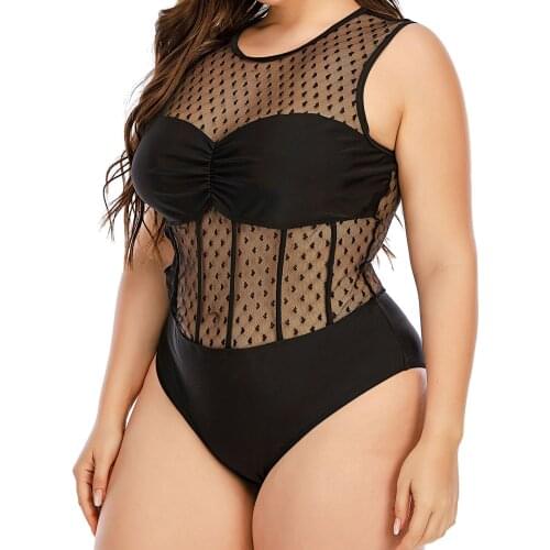 Plus Size Womens Swimsuit Sexy One Piece Mesh Bikini Push-up Swimsuit Bathing Suit Swimwear Swimming Beach Bikini