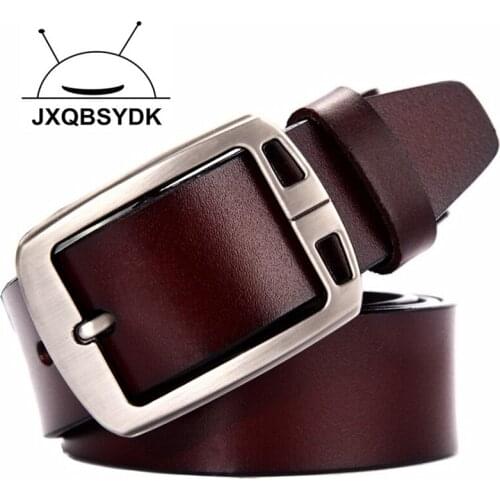 JXQBSYDK Luxury Brand Belts for Men Pin Buckle High Quality Genuine Leather Belts for Male Belts 2021