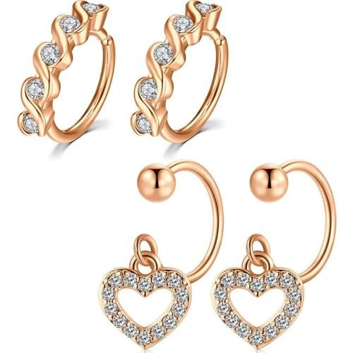 18 Gauge Helix Cartilage Tragus Earrings Hoope Daith Earrings Piercing Jewelry Heart CZ Small Hoop Earring Rose Gold