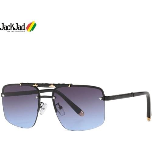 JackJad 2021 Fashion Vintage Half Metal Frame Pilot Style Sunglasses Men Classic Brand Design Sun Glasses Oculos De Sol 10212