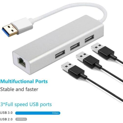4 in 1 Type-C USB 3.0 Hub to RJ45 Socket Ethernet LAN Network Adapter USB-C Fast Speed Transfer Data Connector Cable for MacBook