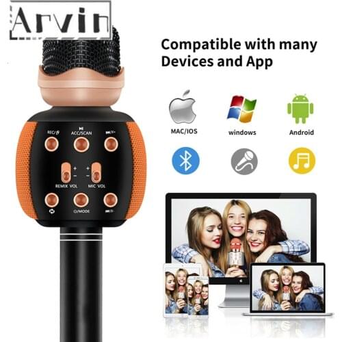 Version Bluetooth Karaoke Microphone Wireless Professional Speaker Handheld Player Magic Voice Record Music Mic PK WS-858