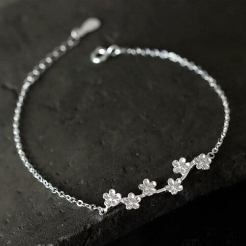 Women Fashion Plum Blossom Flower Cable Chain Bracelet Bangle Jewelry Gifts