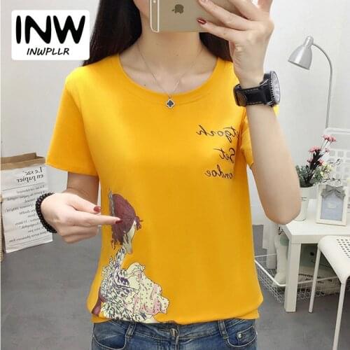 2019 Summer Tops Tee Femme Girl Print Tshirt Women Female T-shirt Funny Short Sleeve Poleras Mujer Ladies Tshirts Plus Size