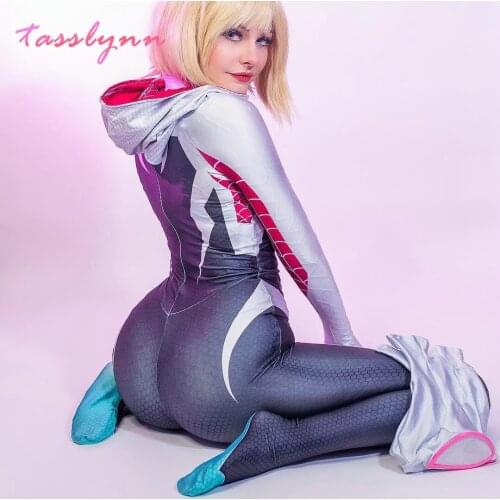 Anime Cosplay The Amazing Spider Costume Sexy Gwen Stacy Cosplay Halloween Costumes for Women Superhero Spider Girls Tights Suit