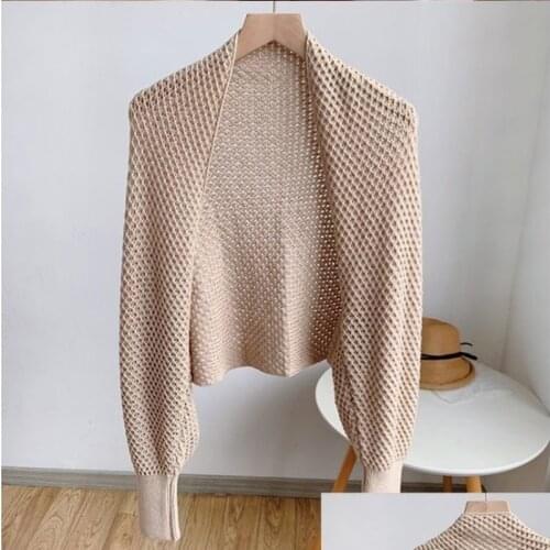 All-match shawl-style jacket for spring and autumn womens knitted sweater shawl scarf women with sleeves fashion casual
