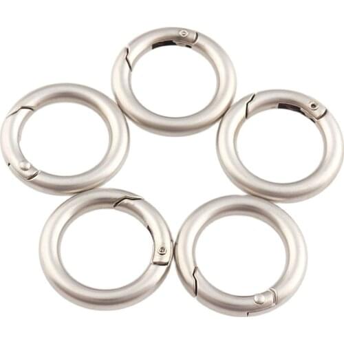 10pcs Zinc Alloy Plated Gate Spring O-Ring Buckles 17mm Clips Carabiner Purses Handbags Round Push Trigger Snap Hooks Carabiner