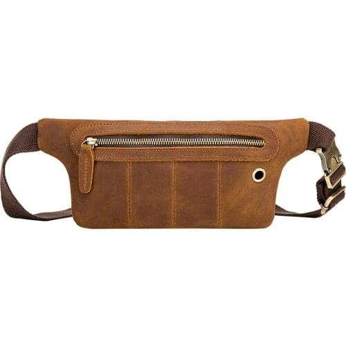 100% Natural Crazy Horse Leather Chest Bag Genuine Leather Waist Packs