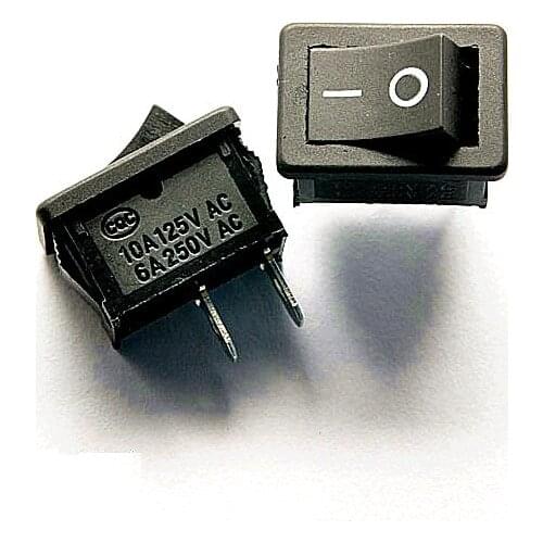 100PCS/LOT Rocker Switch Rocker Power Switch KCD1-101 Black 2 feet 2 files 6A/250V