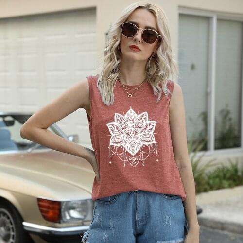 2021 Summer T-shirts Women Casual O Neck Sleeveless Print T Shirt Loose Tees Tops Female Tank Tops Fun Vest Plus Size XXXL