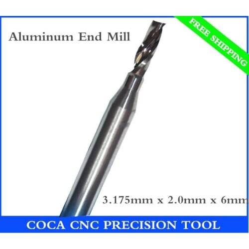 3.175mm(1/8'')*2.0mm*6mm,Freeshipping CNC router bit,1 Flute Aluminum spiral end mill,Solid carbide Tungsten end milling Cutter