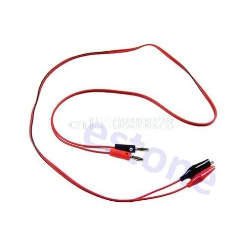 5pcs/lot Alligator Test Lead Clip To Banana Plug Probe Cable 100CM 1M Red + Black