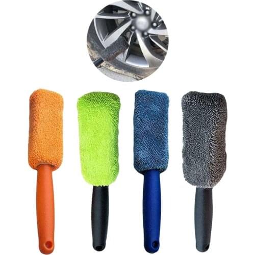 Car Portable Microfiber Wheel Tire Rim Brush with Plastic Handle Mud Remover Detailing Cleaner Washing Tool Auto Accessories