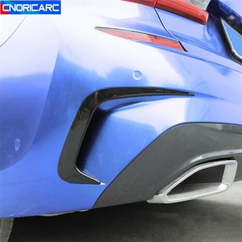 Car Styling Trunk Rear Fog Lamp Grille Slats Tail Light Covers Stickers Trim For BMW 3 Series G20 G28 2020 Carbon Fiber Style