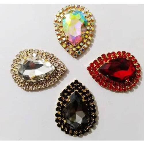 Free Shipping Wholesale 120pcs/lot Teardrop Rhinestone Flatback Button For Hair Flower Wedding Invitation LSRB888