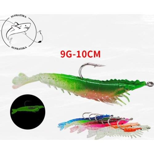 Bionic Luminous Shrimp Bait 9g/10cm Anti-Corrosion Silicone Fishing Lure High Quality Freshwater Shrimp Lure Soft Bait