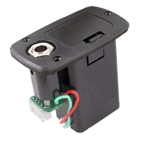 Active Guitar Bass Pickup 9V Battery Box Holder Case Compartment Cover With 4 Pin Socket metal contacts Output jack guitar parts