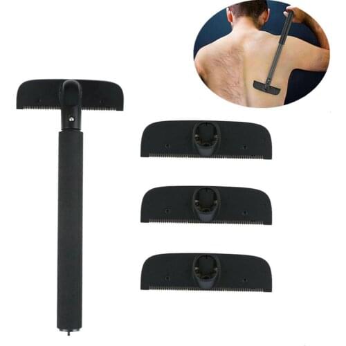 Adjustable Stretchable Long Handle Men Back&Leg Shaver Hair Trimmer Epilator Razor Hair Removal Tool With Detachable Cutter Head