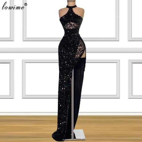 2021 Black Sequins Cocktail Dresses Mermaid Sexy Prom Dresses For Women Party Middle East Film Opening Ceremony Gowns Vestidos