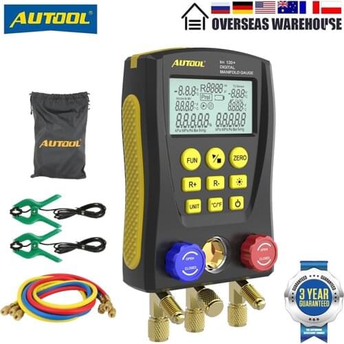 AUTOOL LM120+ Refrigeration Pressure Gauge Digital Manifold Tester HVAC Vacuum Temperature Meter Test Tool For Air-Conditioning