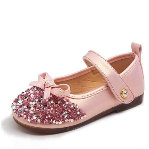 Kids Flat Shoes Childrens Casual Sandals School Girls Princess Pu Leather Shoes Non-Slip Kids Retro Bowtie Soft Bottom Loafer