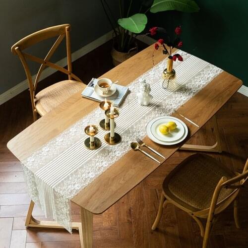 Elegant Lace Edge Table Runner For Wedding Banquet Soft Table Runner Hollow Flowers Home Hotel Tablecloth Retro Decor Desk Cover
