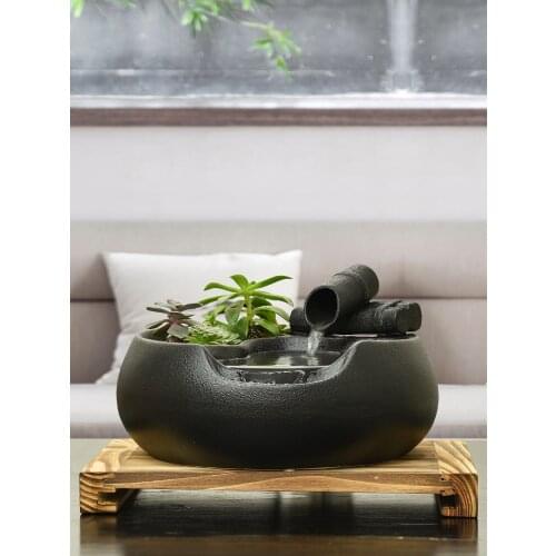 Ceramic Rockery fountain fortune Landscape plants Office decoration home decoration accessories for living room Zen garden