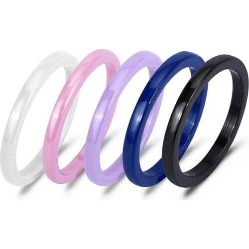 1.8MM Ceramic Ring Gift For Women Wedding Anniversary Jewelry Light Pink Black White Blue Purple Beautiful Smooth Band Ring